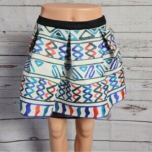Endless Rose Multicolor Geometric Pleated Mini Skirt – NWOT Medium